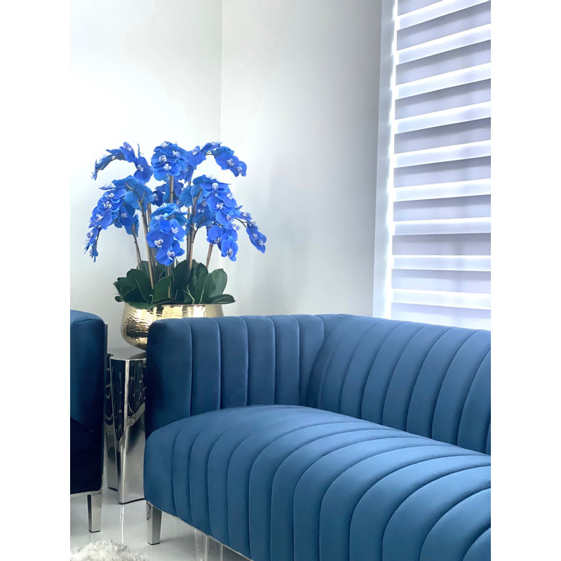 Pot à tiges d'orchidée Roberi, H 30 po x l 22 po x P 22 po, Bleu