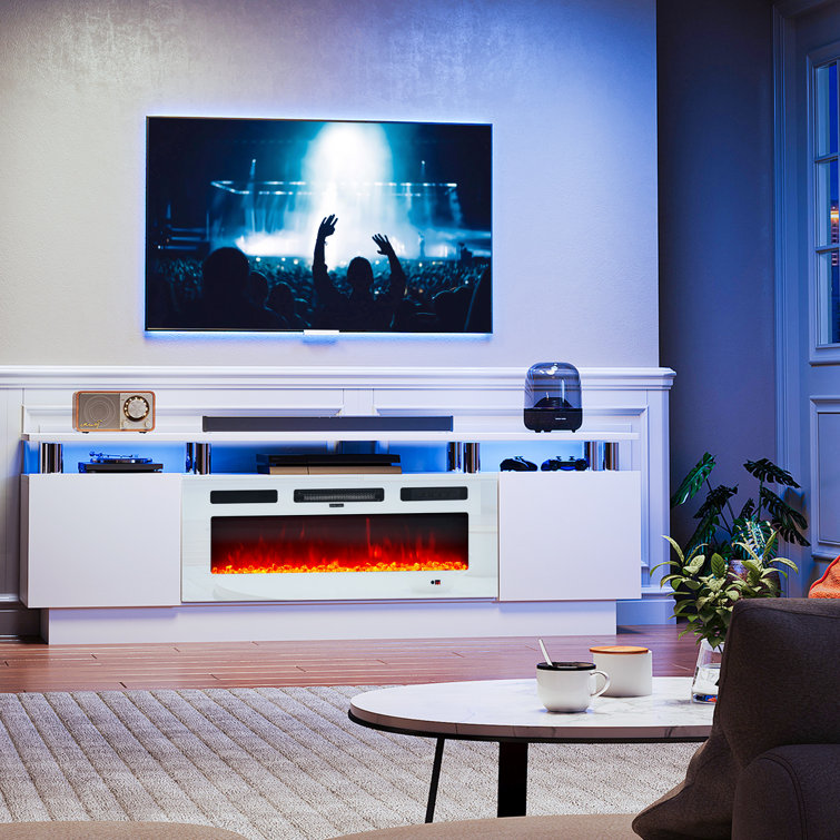 Keely 70'' TV Stand for TVs up to 80'' with Electric Fireplace and Adjustable Shelves