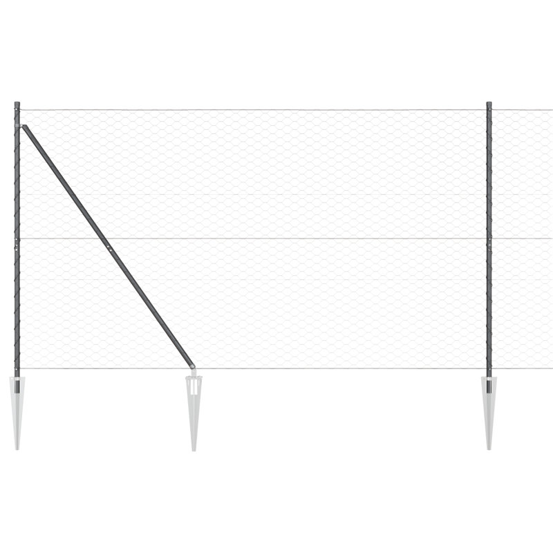 Vidaxl Hexagon Fence Steel, Grey, 160cm H x 1000cm W