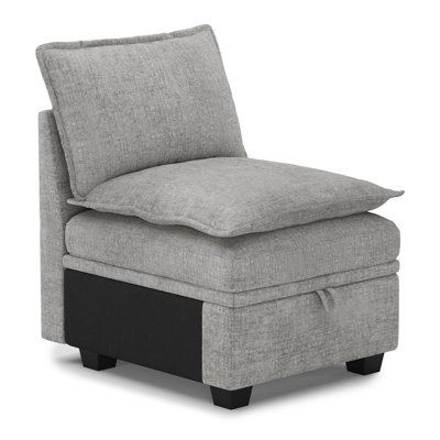 Luna Chenille Single Seat Armless Storage Chair For Modular Sofa