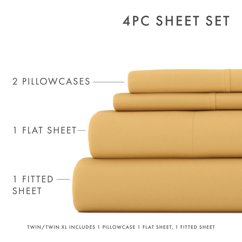 Gold Twin Ultra Soft Microfiber 4-Piece Sheet Set