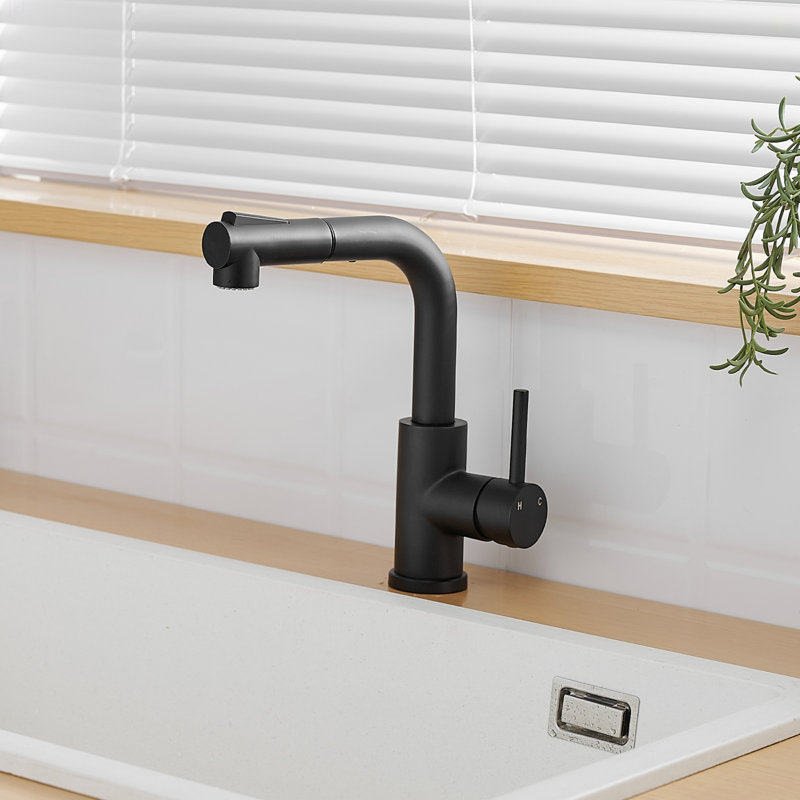 Sink Faucet, Black Kitchen Faucets With Pull Out Sprayer, Bathroom Sink Faucets Mini Bar Prep Faucet, Black