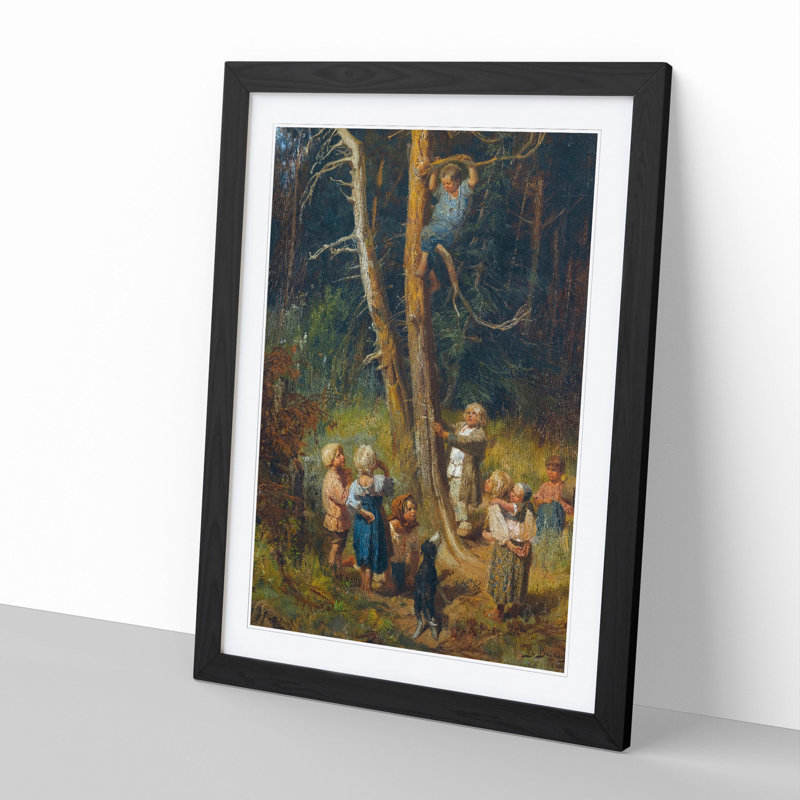Children in a Forest by Viktor Vasnetsov - Picture Frame Painting, 36cm H x 27cm W x 2cm D, Black Framed