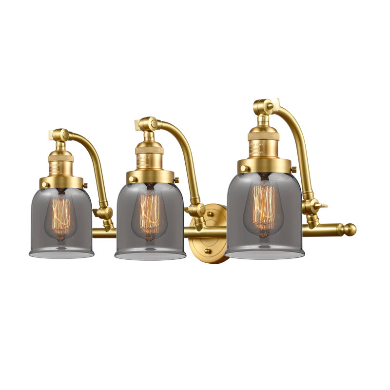 Luminaire de meuble-lavabo 3 lumières 28 po Bell, Ampoule à DEL rétro de 6 watts, Plaqué couleur fumée, Or satiné