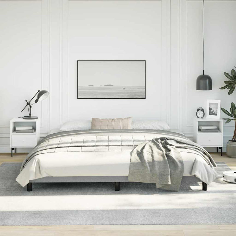 Cadre de lit, base de lit tapissier en tissu, sans matelas, Très grand, Gris clair, 9.8"