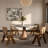Luxury Gray Turntable Round Dining Table Solid Wood Base With Lazy Susan For 6-8-269605584