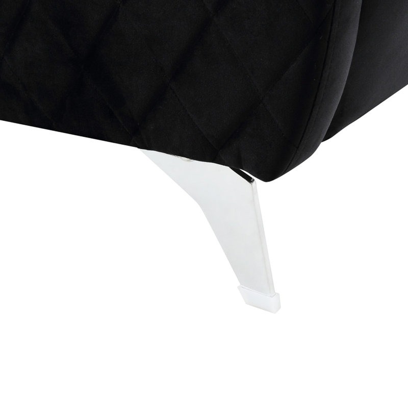 Élégante suite de salon en velours noir avec coussin de stabilité et chic
