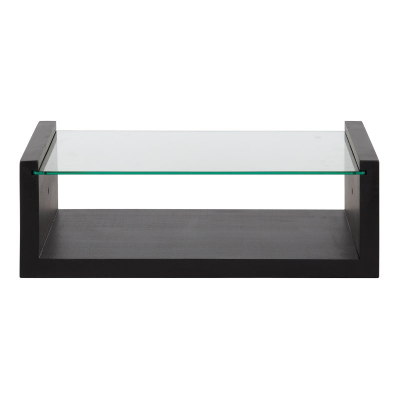 Tablette flottante en bois massif 2 pièces, Noir