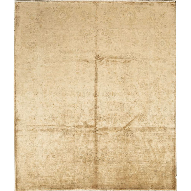 Hand-Knotted High-Quality Cream and Cream Area Rug