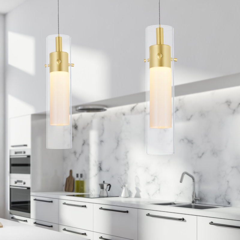 Mini-luminaire suspendu DEL doré satiné, Or satiné