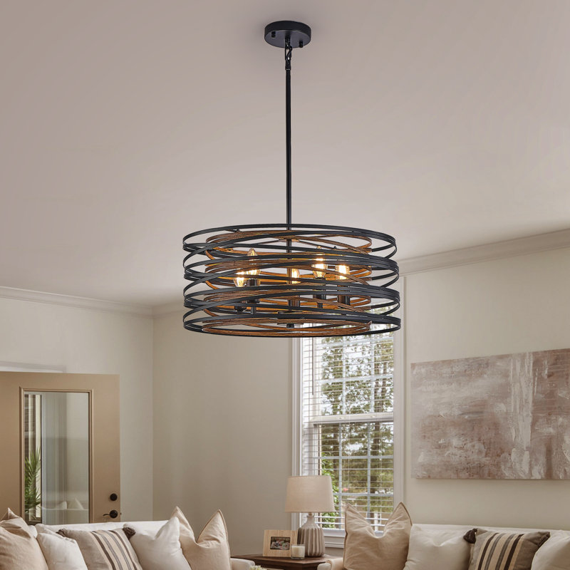 Luminaire suspendu tambour réglable, H 53 po x l 20 po x P 20 po