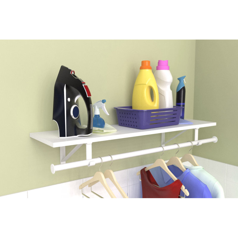 Laminate Shelf Kit with Adjustable Hang Rod., 7'' H x 36'' W x 10'' D