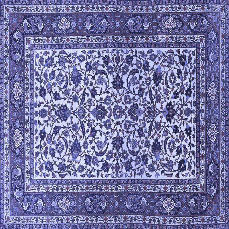 Tapis bleu / mauve / blanc tissé à la machine Irlinda, Carré 5 pi
