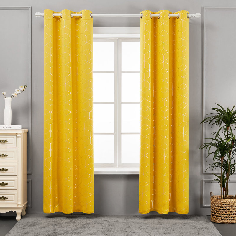 Bost Room Darkening Thermal Curtains, Mellow Yellow, Width 117 x Drop 229 cm