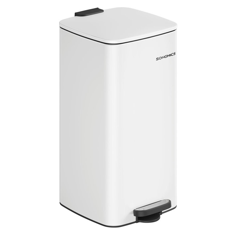 Stainless Steel Step on Trash Can with Non-slip Pads, White, 8 Gal