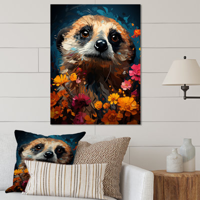 Suricates florales de suricate - art mural en métal Meercat