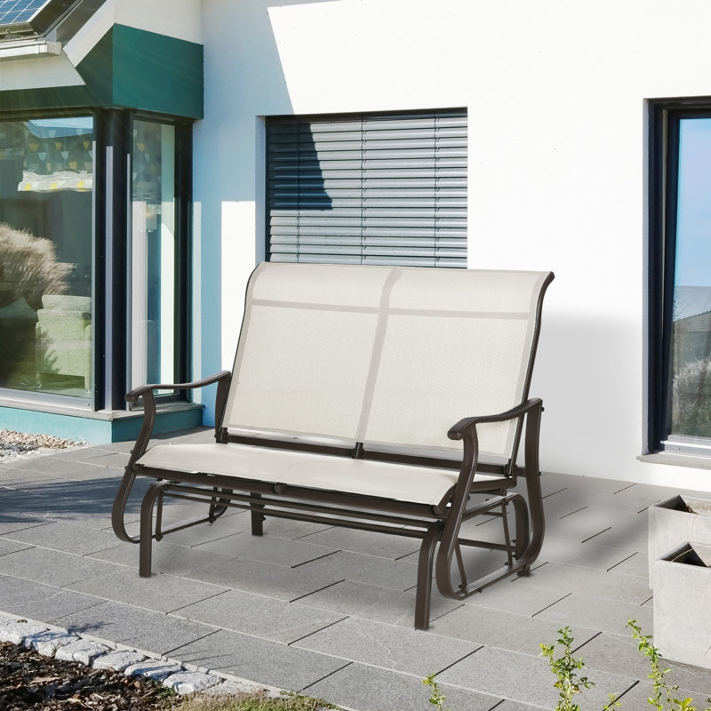 Chaise berçante d'extérieur en métal, Crème