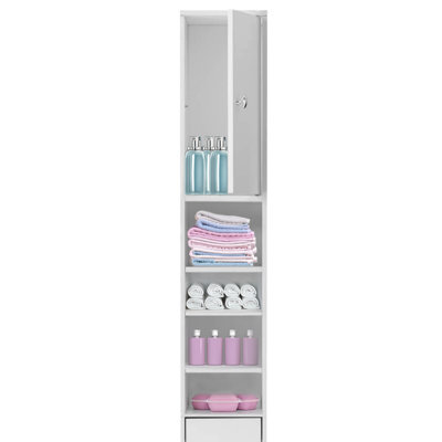 Slim Bathroom Tall Cabinet,Narrow Cupboard,Bathroom Storage Unit With A Drawer And Adjustable Shelves For Bathroom,Kitchen,Living Room