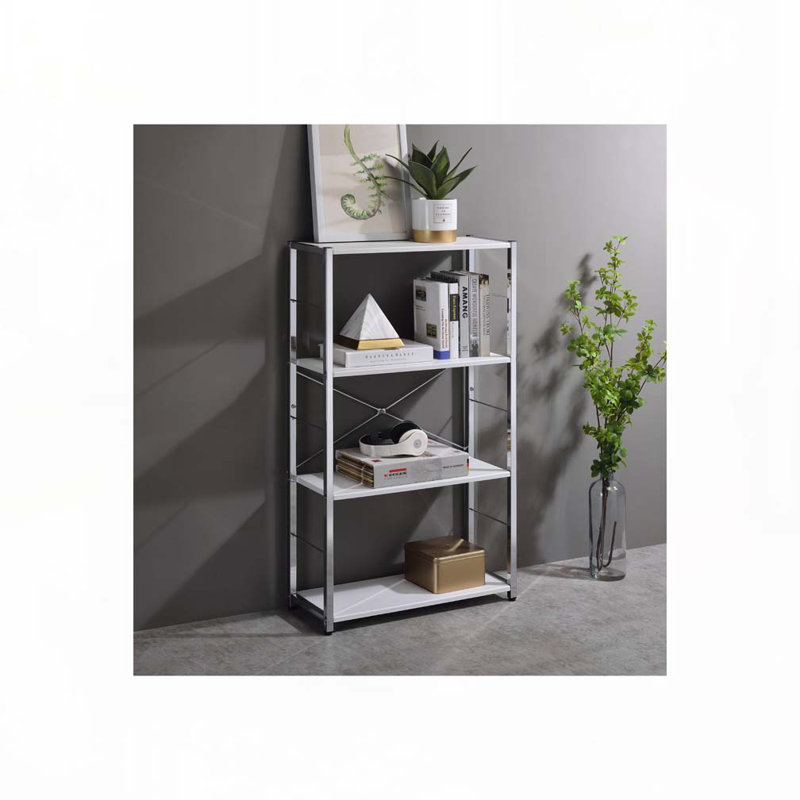 Tennos White & Chrome Finish Bookshelf