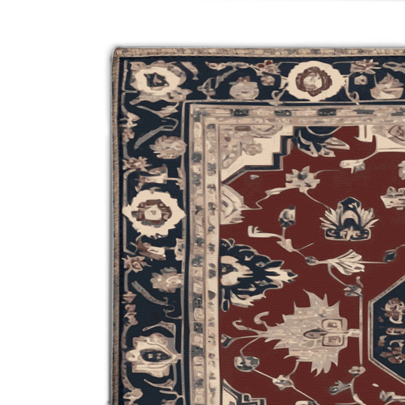 Tapis d'intérieur et d'extérieur noir Persian, Rectangle 4pi x 6 pi