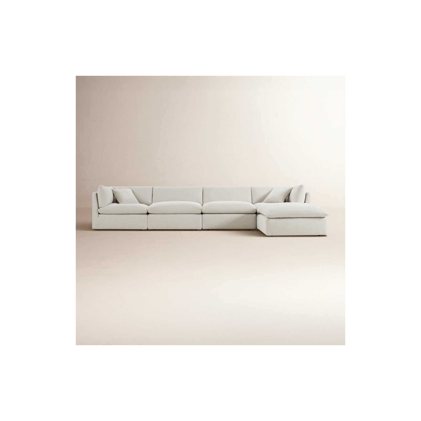 Annabella 5 - Piece Upholstered Modular Chaise Sectional, Effie Linen Performance Weave