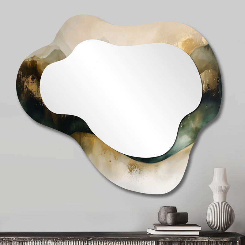 Abstract Liquid Ink Divide Fight Of Emerald I - Abstract Cloud Decorative Wall Mirror, Modern Vanity Mirror, Printed on Metal