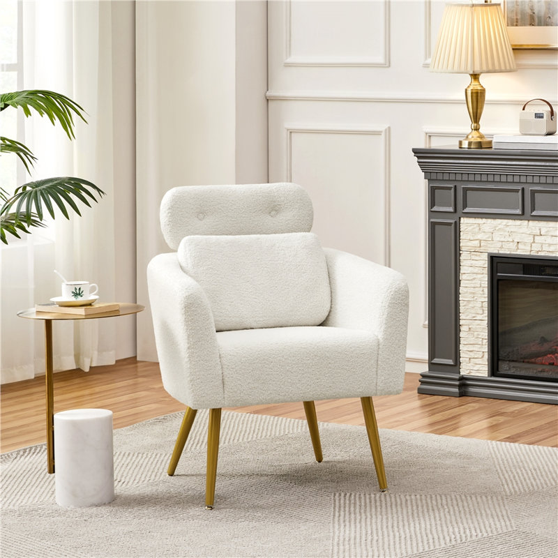 Color Upholstered Accent Chair, White
