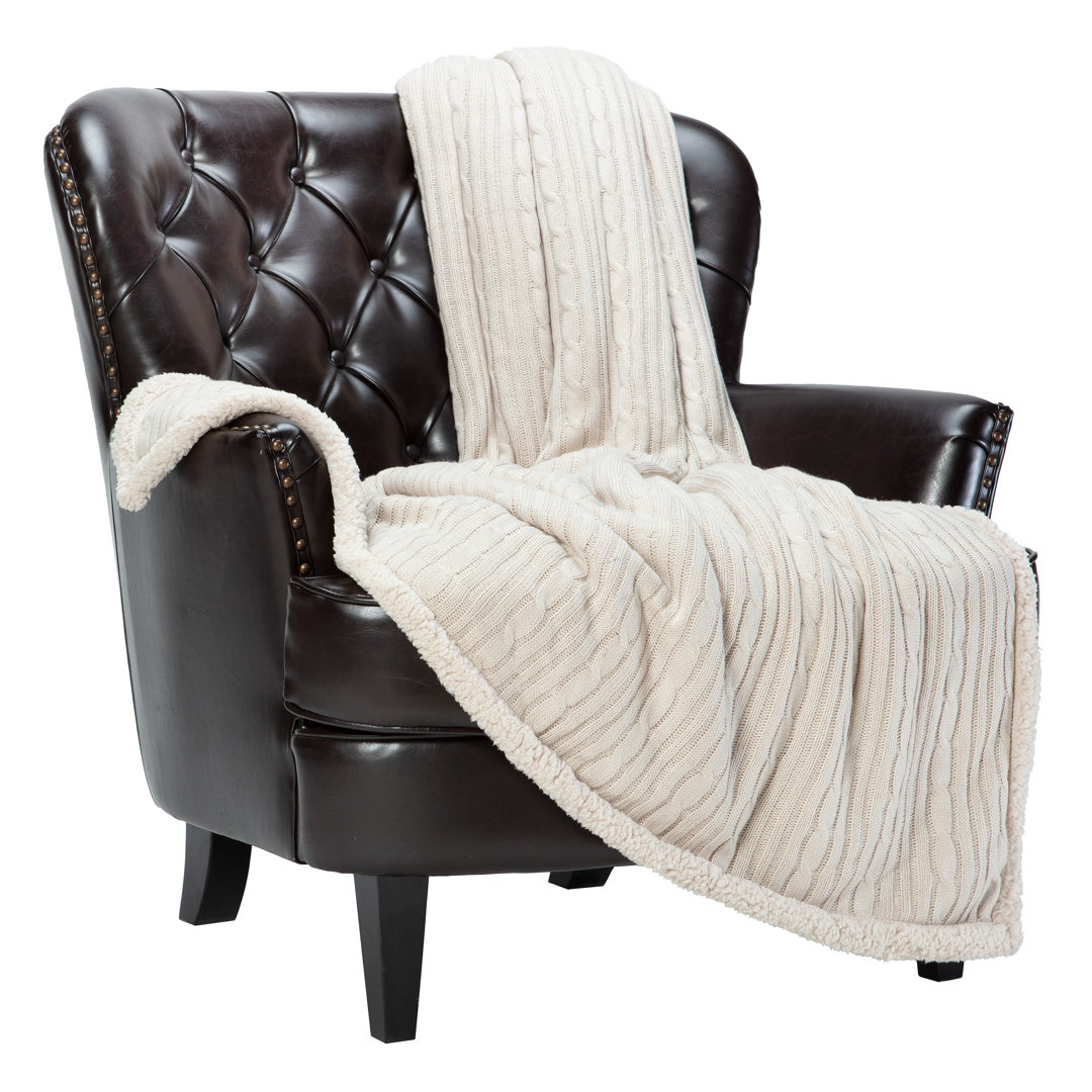 Chanasya Super Soft Cable Knit Acrylic Faux Fur Reversible Throw Blanket Chanasya 