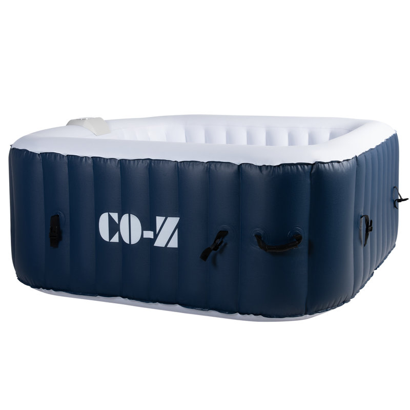 CO-Z 60" Blue and White Inflatable Square Hot Tub for 4 Persons