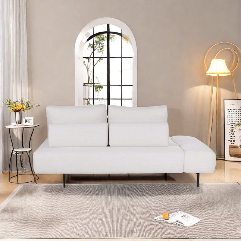 Chaise longue en tissu de coton et lin respirant, Orienté à gauche (vu de face)