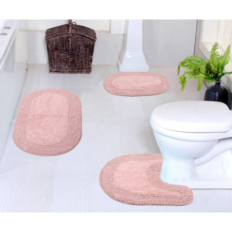 Tapis de bain 100% coton Delma (ensemble de 3), Rose