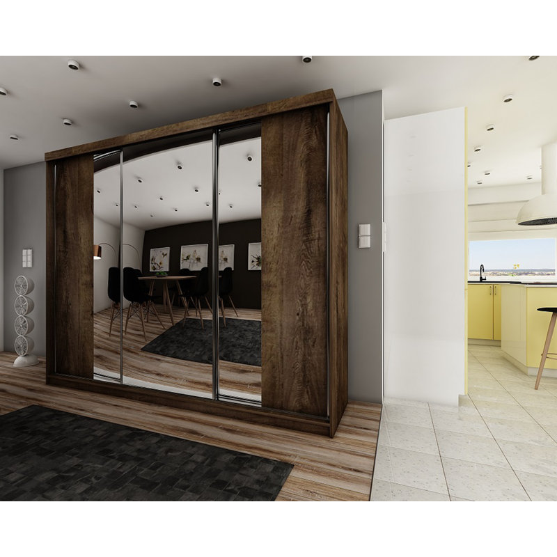 Lyndsea 3 Door Wardrobe, Walnut/Black