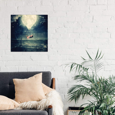 Moon Promenade Over Paris 1 Piece Wrapped Canvas Wall Art