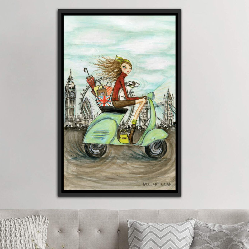 Art de londres, H 60 po x l 40po x P 1,5 po, Toile encadrée de bois rustique foncé