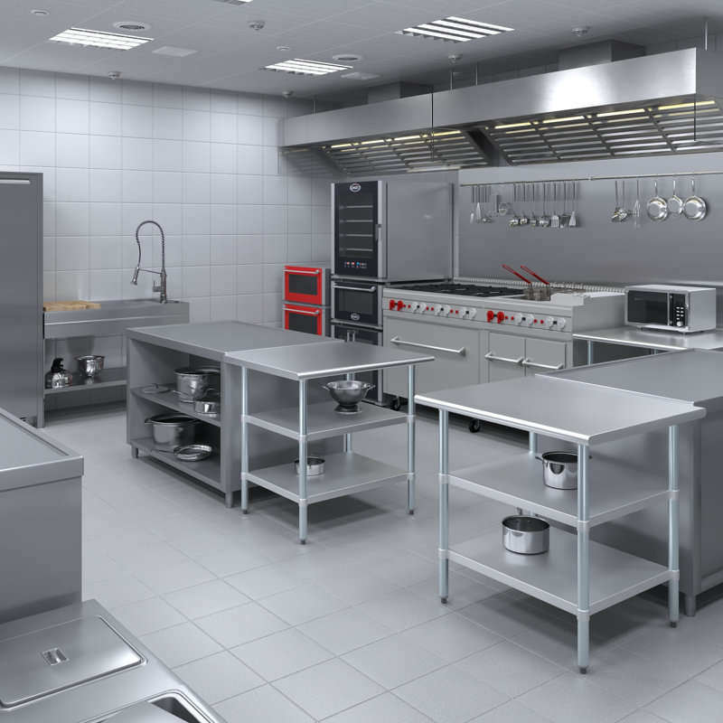 Table en acier inoxydable avec 2 tablettes inférieures KitchQuip Express - H 35 po x l 36 po x P 30 po