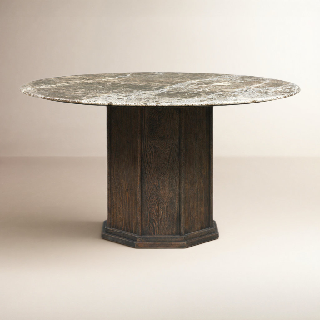 Agatha Acacia Dining Table, 30”H x 55”L x 55”W