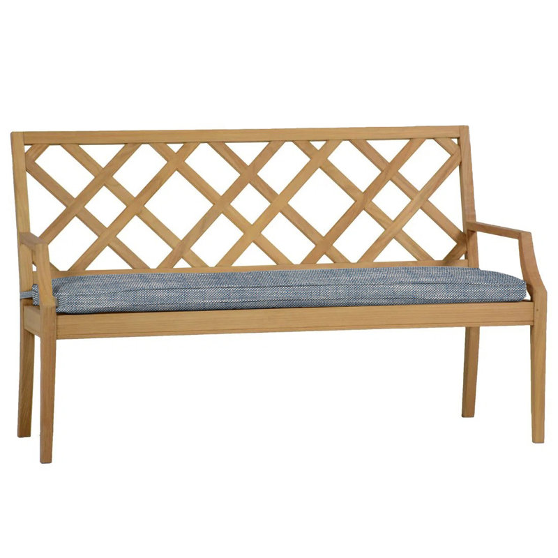 Banc 60 po Haley Teak - Teck naturel, Teck naturel, InsideOut® Rollo ‑ lin Chambray, Pas de soudure