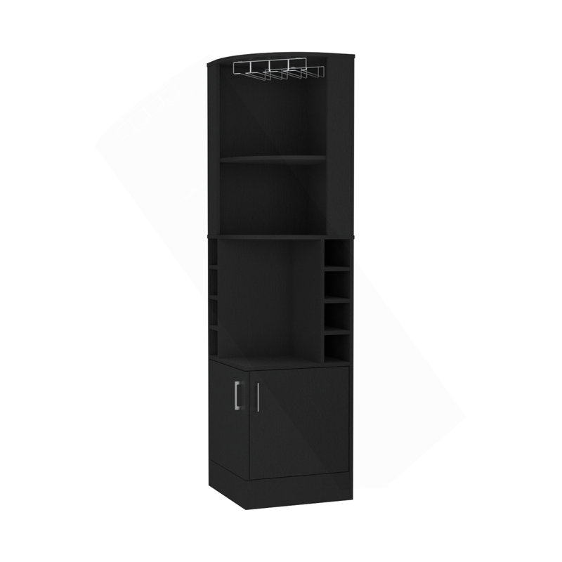 Armoire de bar en coin Delhi, huit porte-bouteilles encastrés, porte en verre, armoire à deux portes