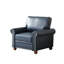 Fauteuil de salon bleu marine avec pieds simples en cuir synthétique et en bois, similicuir, configuration des pieds