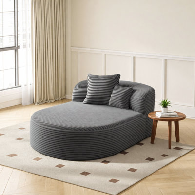 Modern Chaise Lounge Sofa Boneless Couch 51.6" Sofa Bed Compression Sofa Couch With Two Supportive Pillows For Living Room, Gray