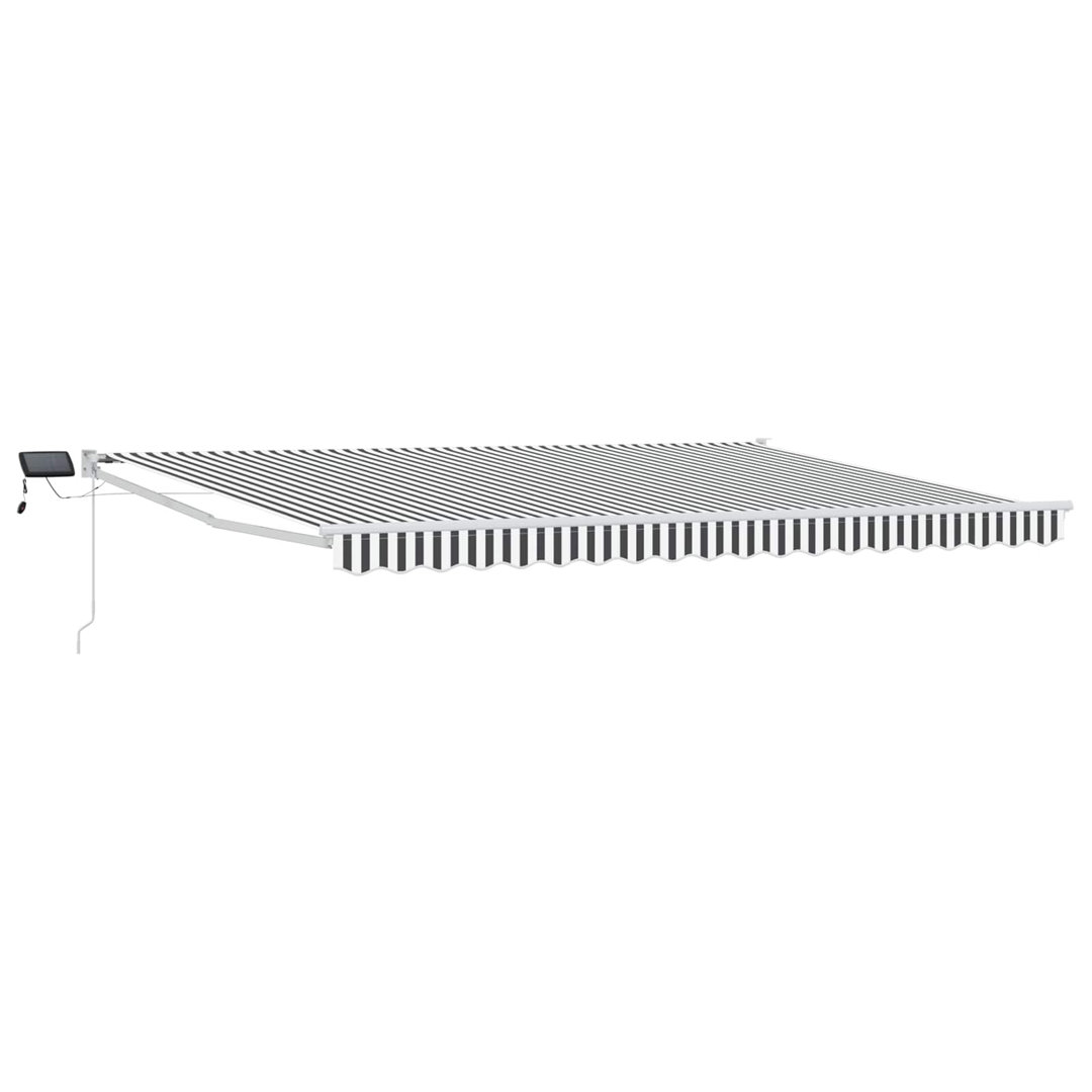 Vidaxl Manual Retractable Awning With Leds Polyester With PU Coating Sun Block