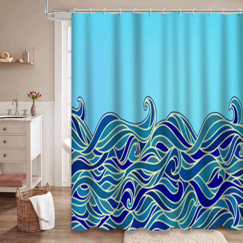 Rideau de douche imperméable à l'eau avec 12 crochets, L 72 po x l 78 po