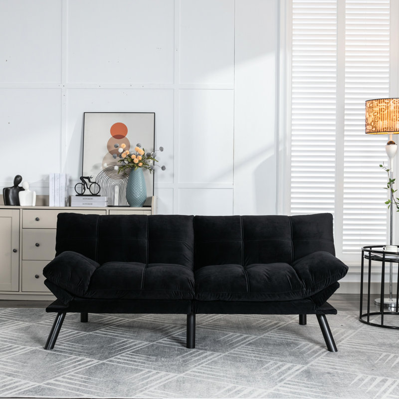 Lit moelleux, accoudoir réglable et petit appartement, taille simple moderne recouverte de, Noir