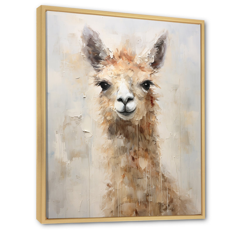 Minimalisme, grunge, alpaga, portrait sur toile, Cadre naturel flottant, H 32 po x l 16 po x P 1 po