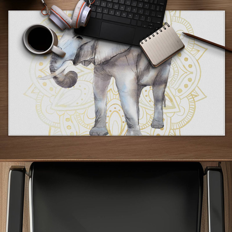 Elephant on mandalas pattern - 14.00"x24.25" Desk mat