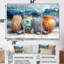 Ensemble de salon art mural bleu et orange Beach Pottery-107181595-107181593