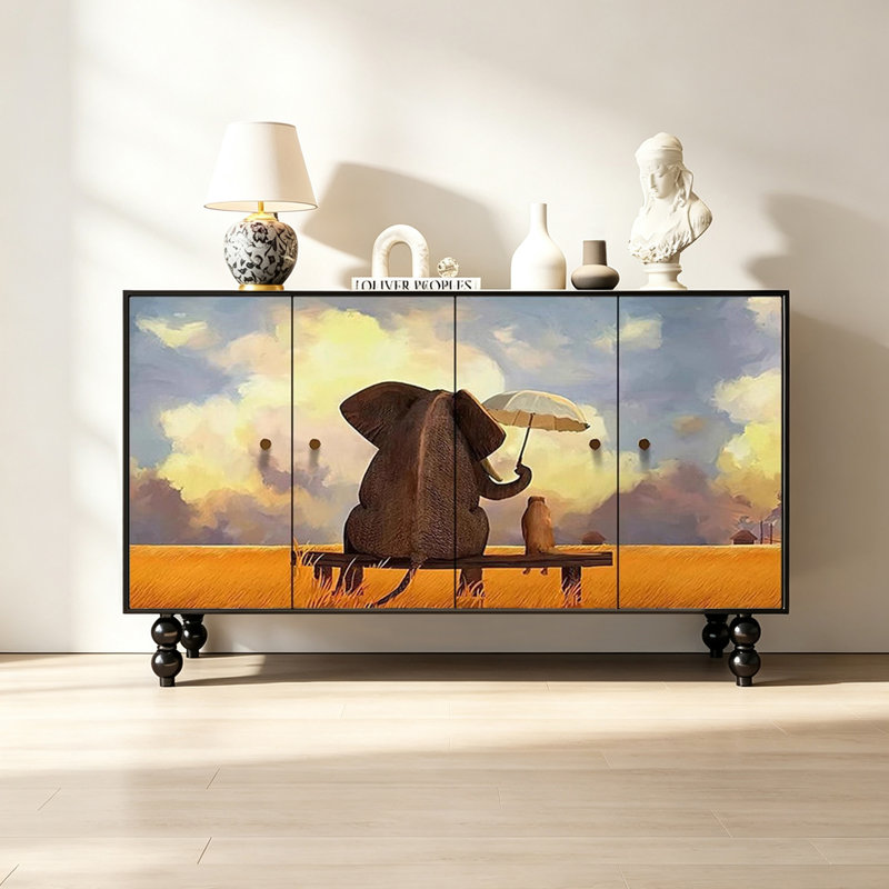 Light luxury French retro art sideboard cabinet
