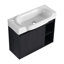 Meuble-lavabo mural avec lavabo en céramique blanche et porte à fermeture en douceur
