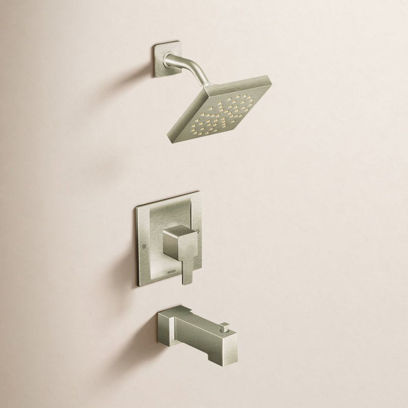 90 Degree Tub and Shower Faucet with Posi-Temp, Brushed Nickel