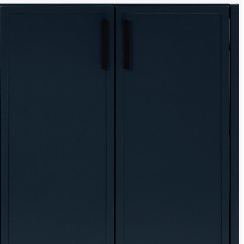 ARIEL Kelly 73 Double Sink Bathroom Vanity with Pure Quartz Top, Midnight Blue, Rectangular, Pure White Quartz